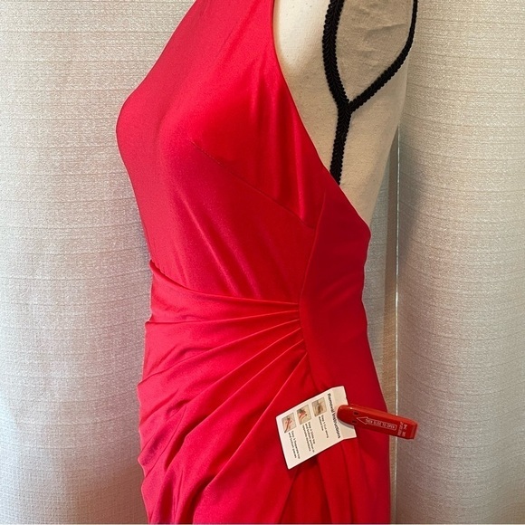 Ieena Mac Duggal Sleeveless Halter Pleated Open Back Gown Red Sz 2 NWT 26623 - Picture 6 of 13